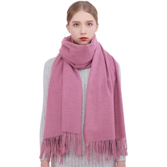 Women Pashmina Shawls Wraps Warm Soft Pink - Picture 6 of 6